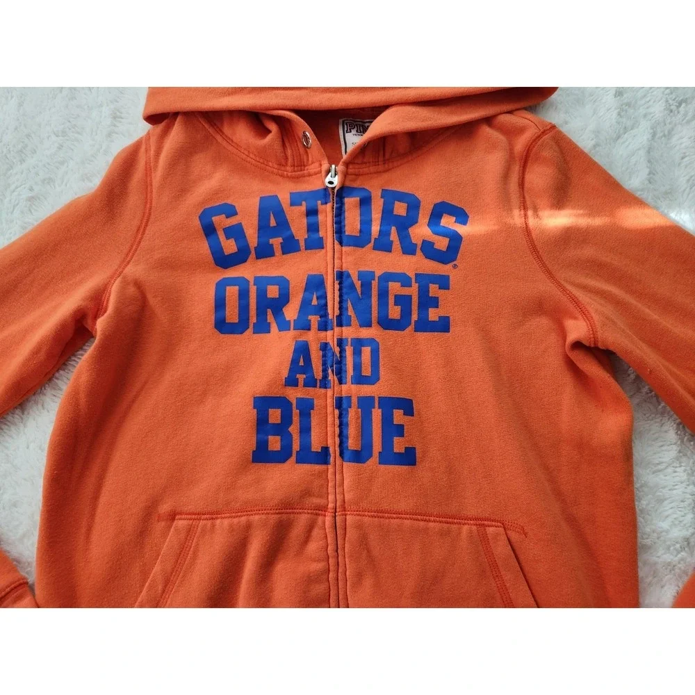 PINK Victoria's Secret Florida Gators Full Zip Hoodie Orange Blue Womens Medium - Picture 3 of 10